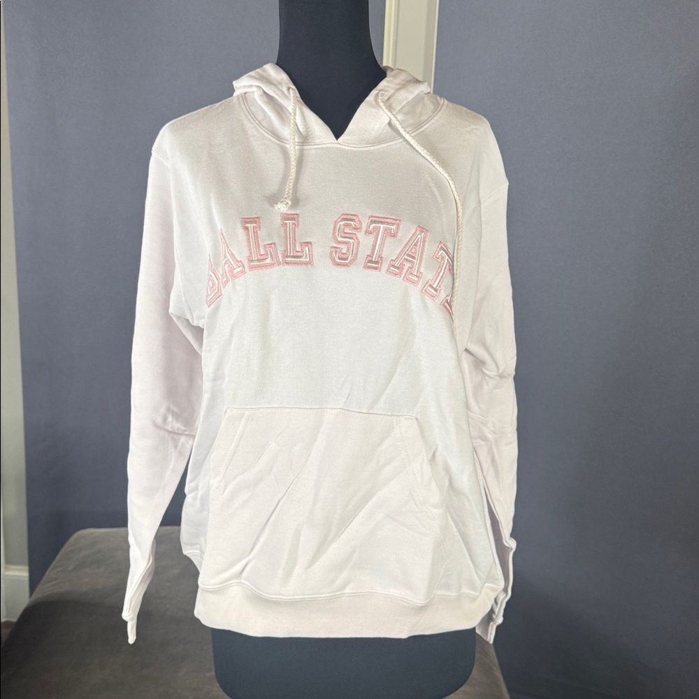 Women’s White Embroidered ‘Ball State’ Hoodie Size L NEW